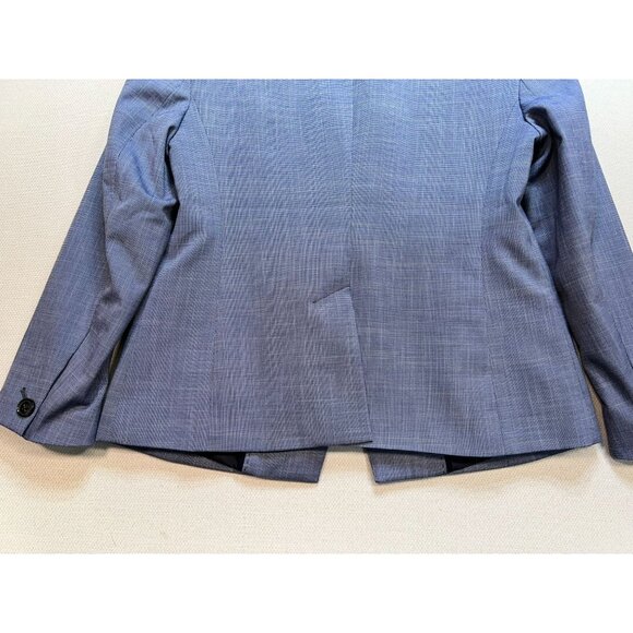 Banana Republic Inverted Collar Blazer Jacket Womens 4 Petite Blue One Button - Picture 13 of 13